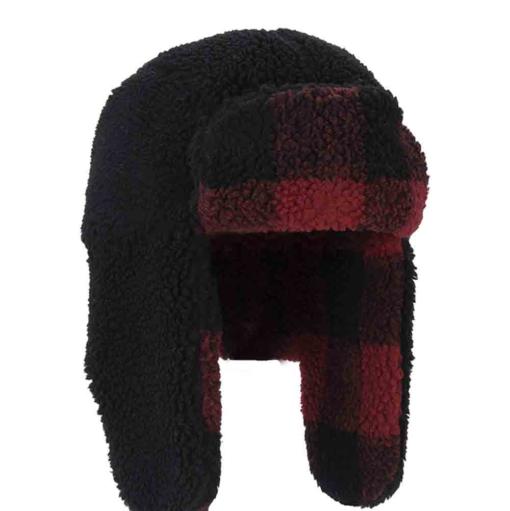 Buffalo Plaid Black and Red Berber Trooper Hat - Scala Hats Trapper Hat Scala Hats LW787 Black / Red OS 