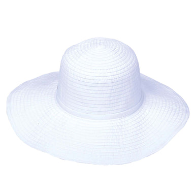 Deluxe Ribbon Sun Hat - Sun'N'Sand Hats Wide Brim Sun Hat Sun N Sand Hats HH1021B White OS 