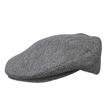 Duke Herringbone Wool Blend Ivy Cap - Scala Hats Flat Cap Scala Hats 238 Grey Medium 