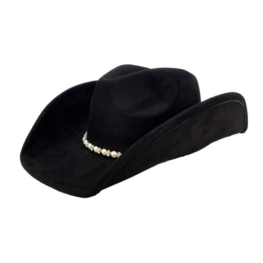 Faux Suede Western Hat with Rhinestone and Pearl Band - Boardwalk Style Cowboy Hat Boardwalk Style Hats    