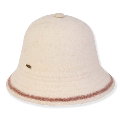 Fern Boiled Wool Pith Helmet with Button Top - Adora® Wool Hats Cloche Adora Hats AD1618A Ivory OS (57 cm) 