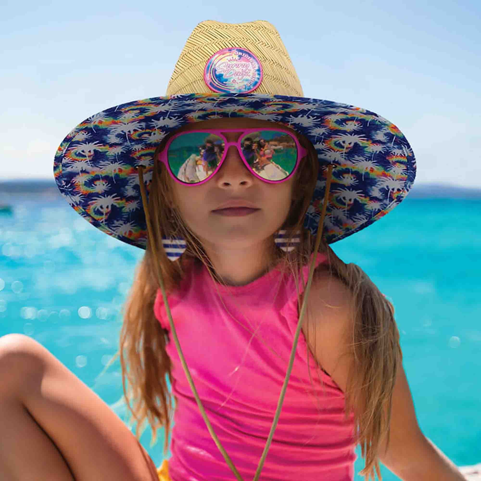 Lifeguard Hat with Multicolor Underbrim for Small Heads - Sunny Dayz™ Petite Hats Lifeguard Hat Sun N Sand Hats    