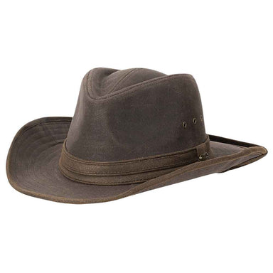 Matrix Waxed Cotton Outback Hat with Chin Strap - Stetson Hats Safari Hat Stetson Hats STW532-BRN3 Brown Large 
