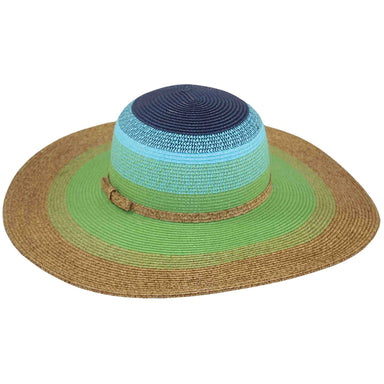 Multi Color Striped Sun Hat - Jeanne Simmons Hats Wide Brim Sun Hat Jeanne Simmons JS8535-GN Green Medium (57 cm) 