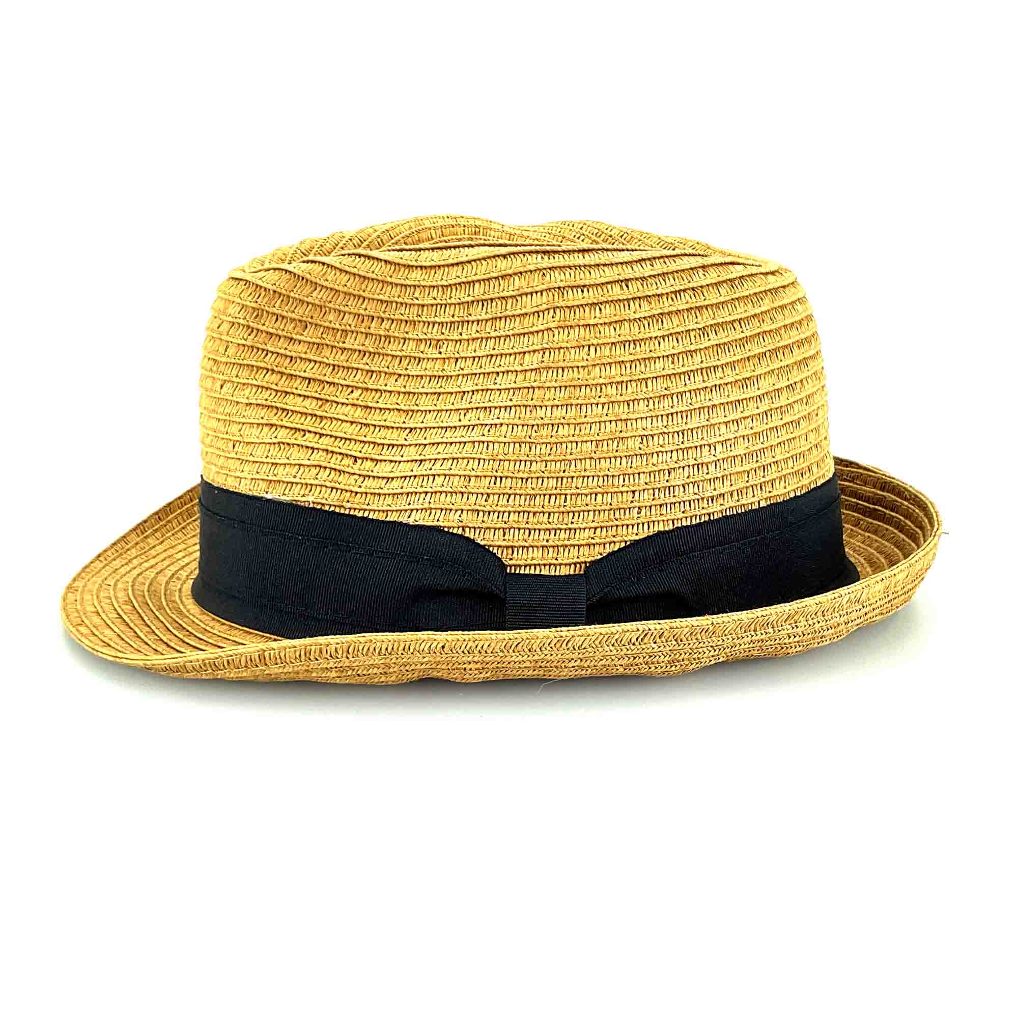 Petite Straw Fedora Hat with Black Band - Jeanne Simmons Hats Fedora Hat Jeanne Simmons    