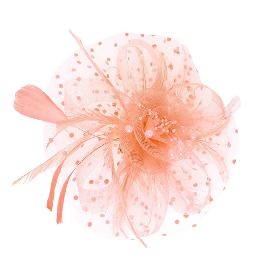 Polka Dot and Beads Fascinator - Sophia Collection Fascinator Something Special LA hth2180ph Peach  