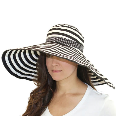 Red Stripes and Polka Dots Shapeable Brim Sun Hat - Boardwalk Style Floppy Hat Boardwalk Style Hats    