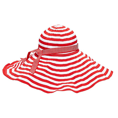 Red Stripes and Polka Dots Shapeable Brim Sun Hat - Boardwalk Style Floppy Hat Boardwalk Style Hats DA561-RED Red OS 