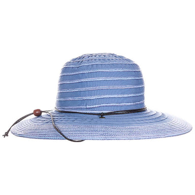 Ribbon and Straw Sun Hat with Chin Cord - Scala Hat Wide Brim Sun Hat Scala Hats    