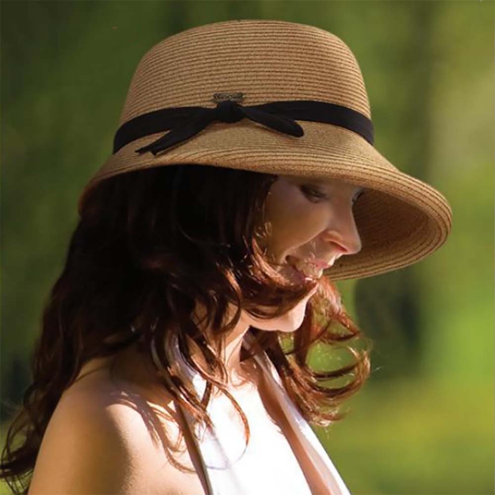 LIGHTWEIGHT SPORT CAPS, BASEBALL CAPS AND FASHION CAPS. WOMEN WEARING STRAW CAP WITH WIDE BRIM