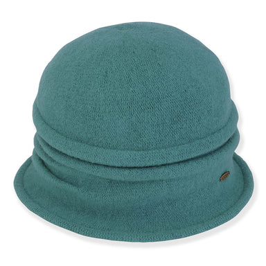 Sienna Pleated Boiled Wool Women's Beanie Hat - Adora® Hats Beanie Adora Hats AD1629B Blue Medium (57 cm) 