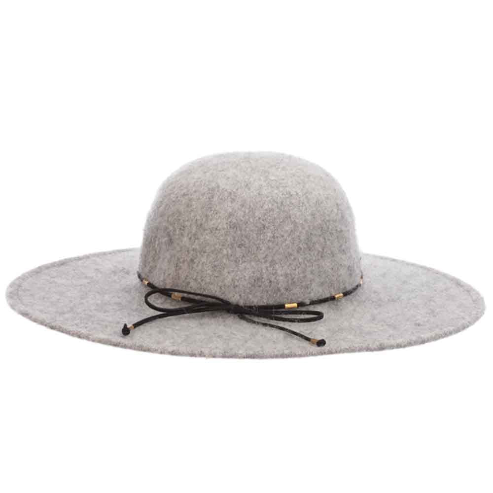 Soft Boiled Wool Floppy Hat with Beaded Tie - Scala Hats Wide Brim Hat Scala Hats    