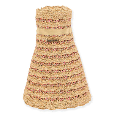 Striped Scalloped Wrap Around Visor Hat - Sun 'N' Sand Hats Visor Cap Sun N Sand Hats    