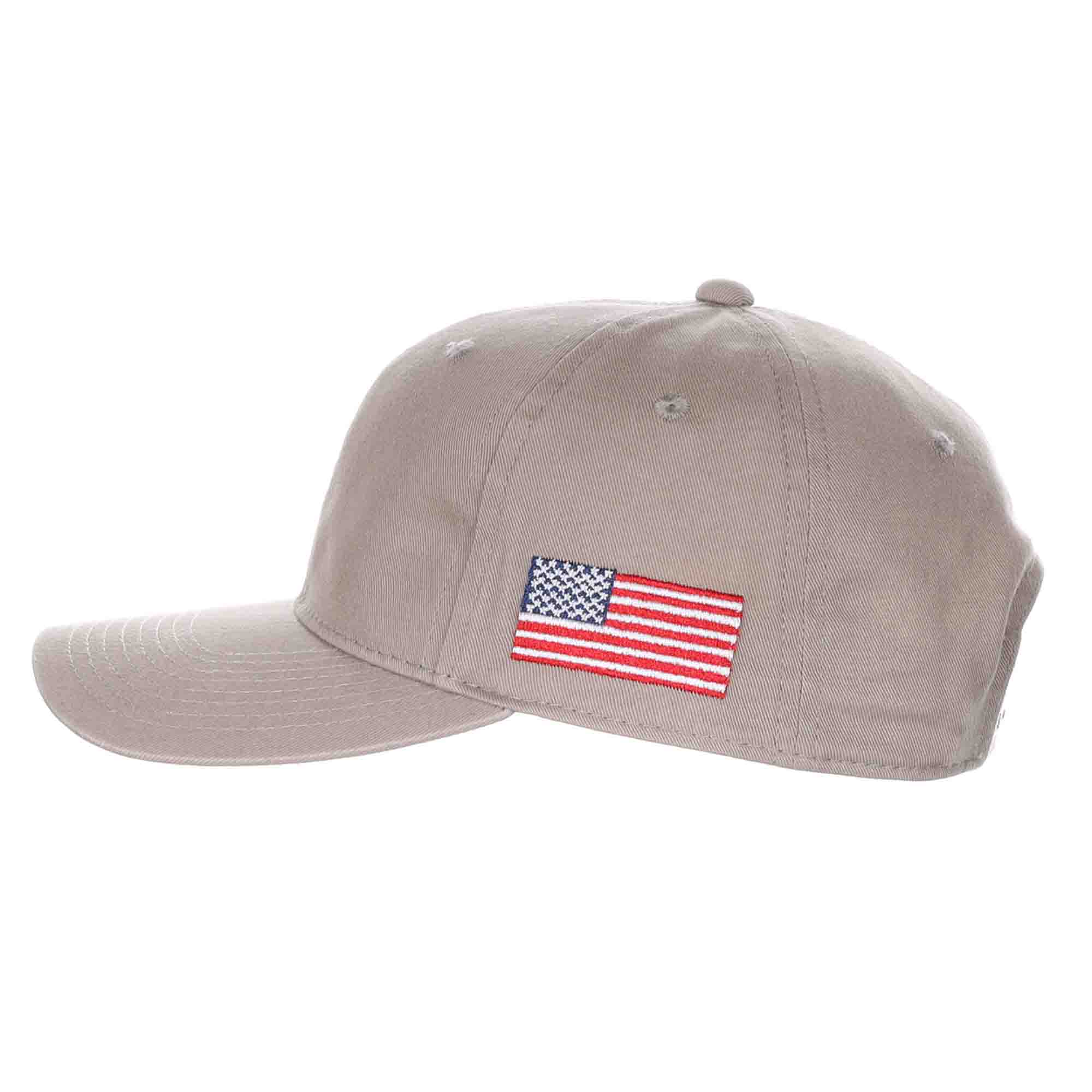 Top Gun USA Flag Structured Cotton Baseball Cap - DPC Hats Cap Dorfman Hat Co. USA66-KAKI Khaki OS 
