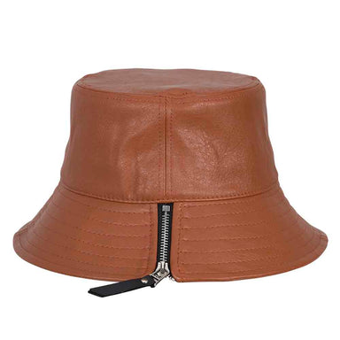 Vegan Leather Bucket Hat with Zipper - Scala Hats Bucket Hat Scala Hats    
