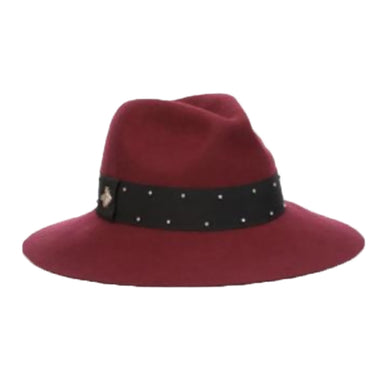 Wool Felt Fedora with Rhinestone Band - Scala Hats Safari Hat Scala Hats LF269-BURG Burgundy OS 