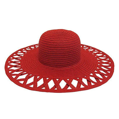 Cutout Brim Straw Summer Hat, Fuchsia - Boardwalk Style Wide Brim Sun Hat Boardwalk Style Hats    