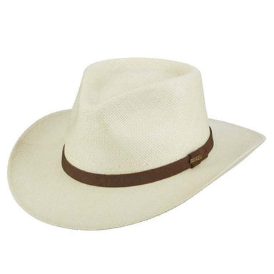 Albuquerque Men's Panama Hat with Leather Band - Scala Classico Hats Panama Hat Scala Hats P213 Natural Medium 