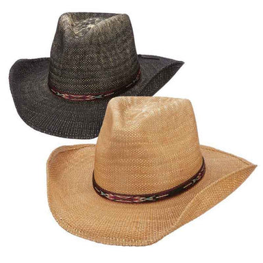 Amarillo Bangkok Toyo Western Hat with Web Band - DPC Hats Cowboy Hat Dorfman Hat Co. MS417 Black S/M (56 -57 cm) 