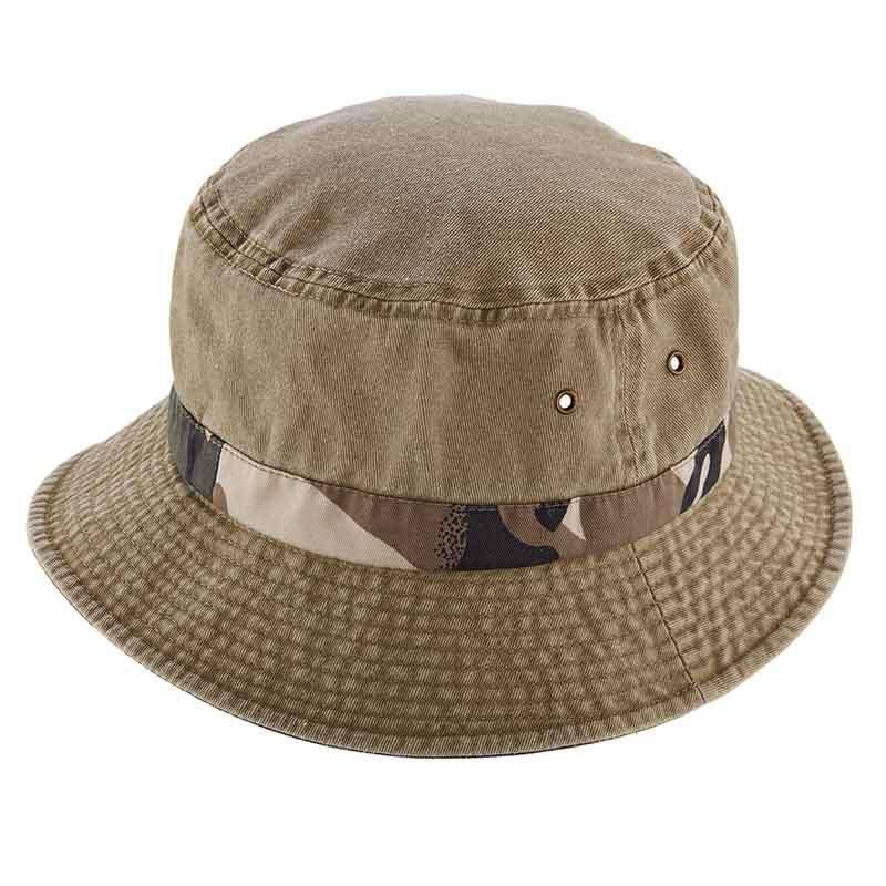 Camo Underbrim Cotton Bucket Hat by DPC Global Bucket Hat Dorfman Hat Co. bh200OLM Olive Medium (57 cm) 