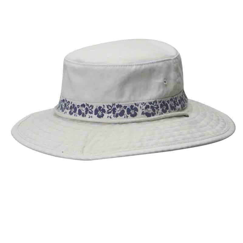 Garment Washed Twill Boonie Hat with Hibiscus Print by MCI Caps Bucket Hat MegaCI    