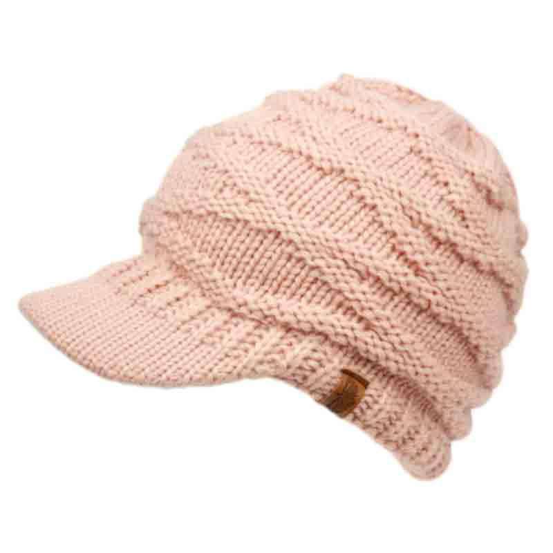 Ponytail Crochet Visor Beanie Beanie Epoch Hats bn3031pk Pink  