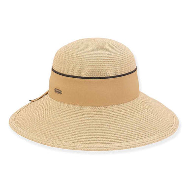 Backless Facesaver Hat with Wide Ribbon Bow - Sun 'N' Sand Hats Facesaver Hat Sun N Sand Hats HH2713A Natural Medium (57 cm) 