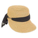 Straw Brim Cap Hat with Sash - Sun 'N' Sand Hats Facesaver Hat Sun N Sand Hats HH2416B Toast Tweed M/L (58 cm) 