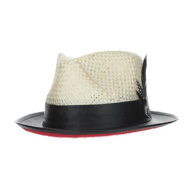 Bao Fedora with Leather Brim - Stacy Adams Hats Fedora Hat Stacy Adams Hats SA692 Natural Large (59 cm) 