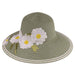 Big Brim Summer Hat with Embroidered Flower Accent - Jeanne Simmons Wide Brim Hat Jeanne Simmons JS8340GN Green Medium (57 cm) 