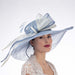 Blue and Ivory Long Bow Wide Brim Derby Hat - KaKyCO Dress Hat KaKyCO    