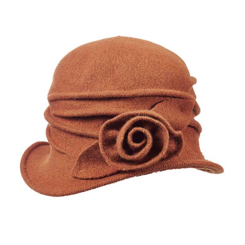 Boiled Wool Beanie with Rosette - Scala Hat Beanie Scala Hats LW616 Rust  