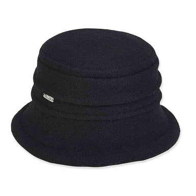 Boiled Wool Cloche with Piping Accent - Adora® Wool Hats Cloche Adora Hats AD1065C Black Medium (57.5 cm) 