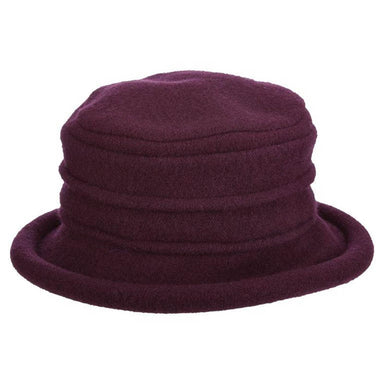 Boiled Wool Beanie Pleated Crown Winter Hat - Scala Hat Beanie Scala Hats LW399 Plum OS 