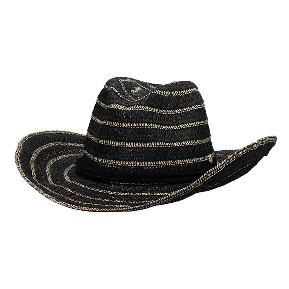 Breezy Braided Women's Cowboy Hat with Chin Strap - Cappelli Straworld Cowboy Hat Cappelli Straworld CSW404BK Black OS (57 cm) 
