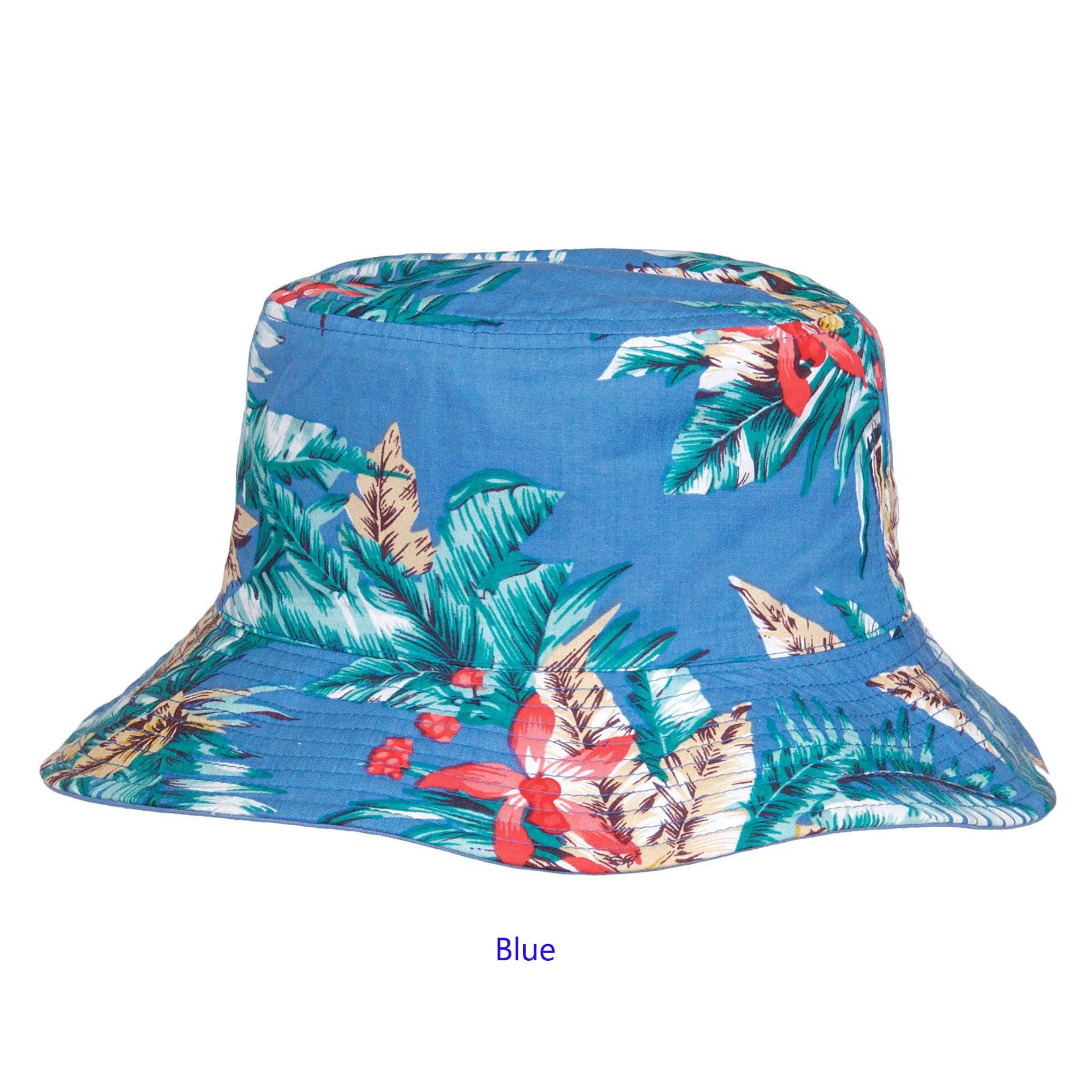 Reversible Floral Print-Solid Color Bucket Hat - Karen Keith Hats Bucket Hat Great hats by Karen Keith ch98BLM Blue S/M (56-57 cm) 