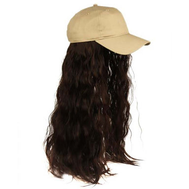 Baseball Cap with Hair Extension - Khaki Cap Epoch Hats WIG4123kh Khaki  