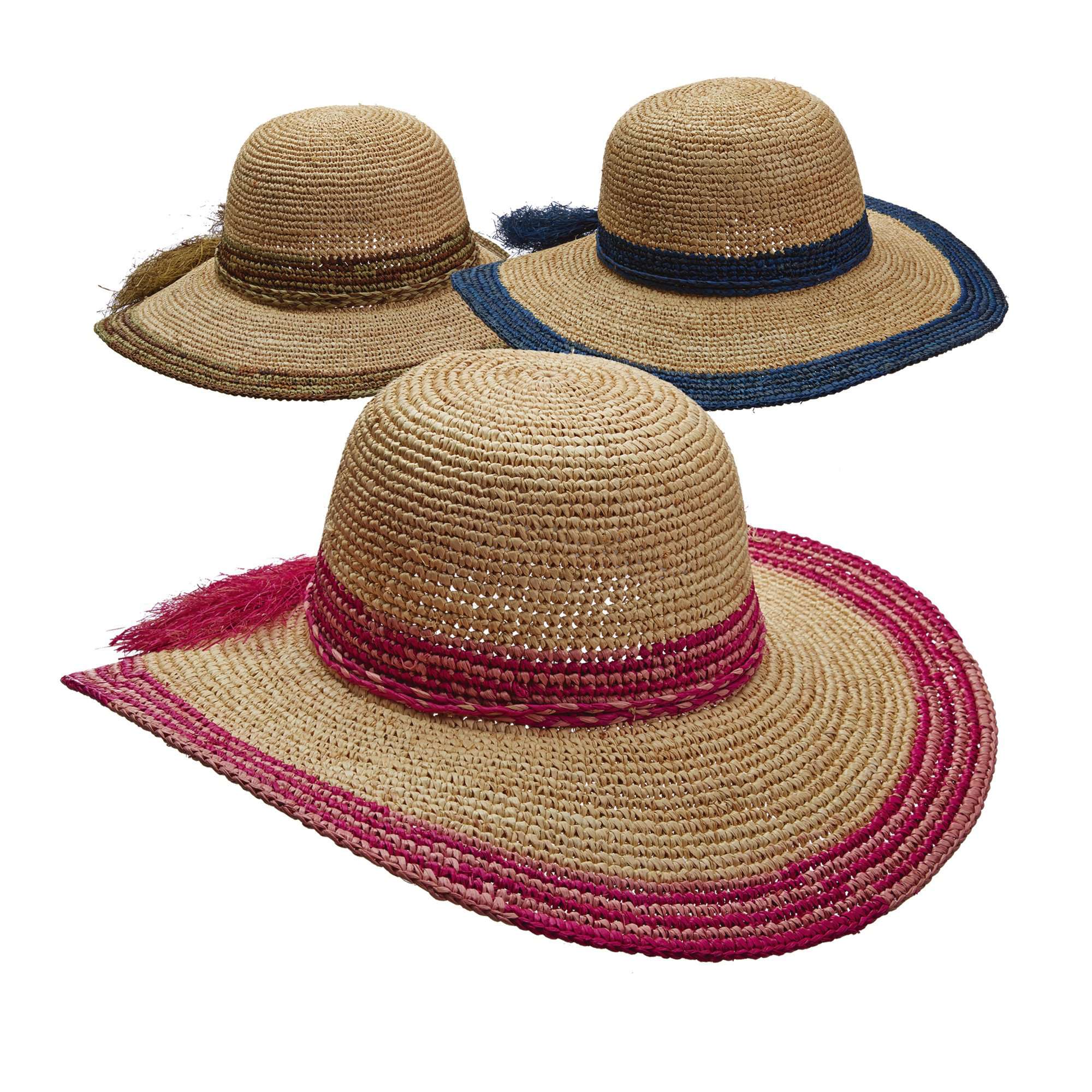 Crocheted Raffia Wide Brim Sun Hat - Callanan Hats Wide Brim Sun Hat Callanan Hats    