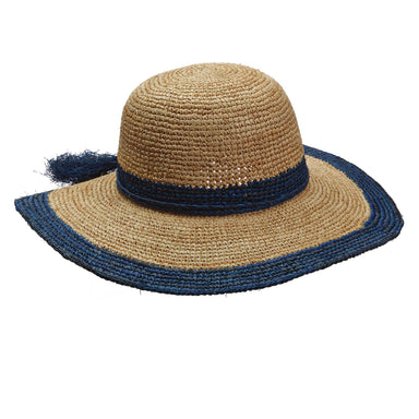 Crocheted Raffia Wide Brim Sun Hat - Callanan Hats Wide Brim Sun Hat Callanan Hats CR272DN Denim  