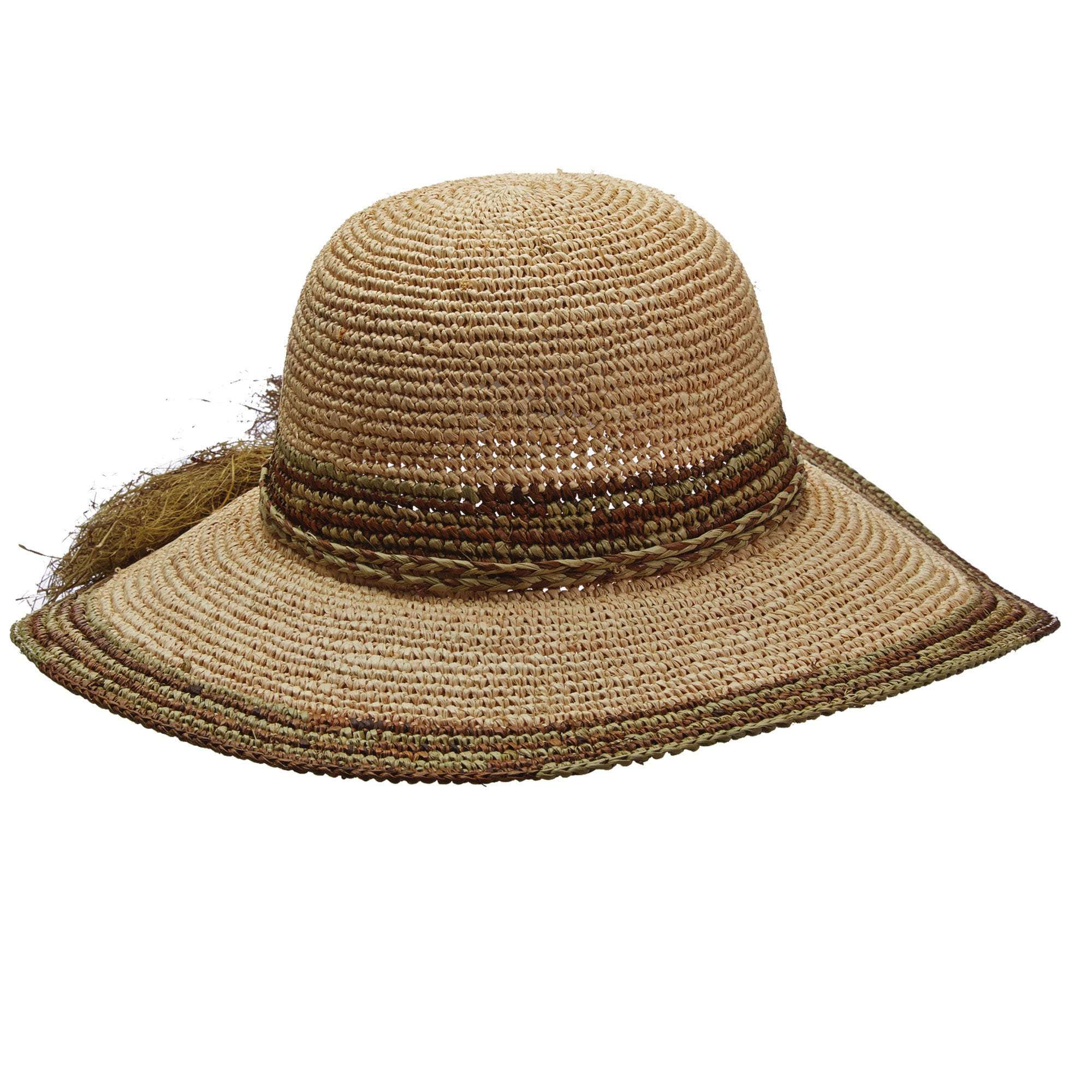 Crocheted Raffia Wide Brim Sun Hat - Callanan Hats Wide Brim Sun Hat Callanan Hats CR272OL Olive  