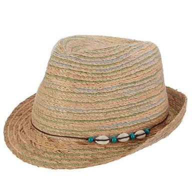 Multi Color Striped Raffia Fedora Hat - Callanan Fedora Hat Callanan Hats cr293 Natural Medium 