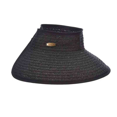 Large Roll-Up Sun Visor with Sequins - Cappelli Straworld Visor Cap Cappelli Straworld scw240BK Black  