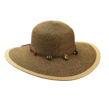 Cappelli Summer Floppy Tribal Accents Wide Brim Sun Hat Cappelli Straworld csw270CF Coffee  