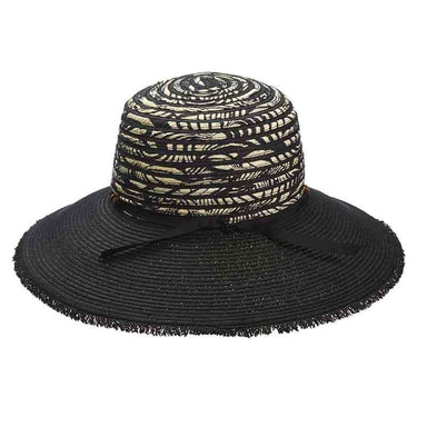 Fringe Edge Big Brim Sun Hat by Cappelli Straworld Wide Brim Hat Cappelli Straworld csw289BK Black  
