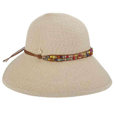 Butterfly Split Brim Sun Hat with Bead Band - Cappelli Straworld Wide Brim Hat Cappelli Straworld csw306nt Natural tweed  