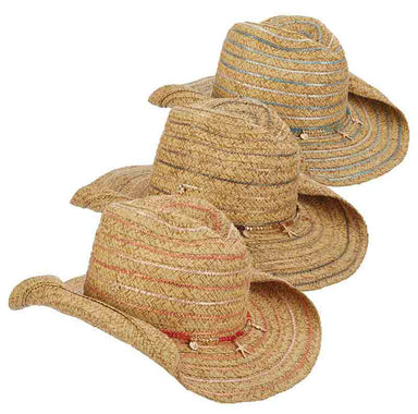 Braided Cowboy Hat with Metallic Accent - Cappelli Straworld Cowboy Hat Cappelli Straworld    