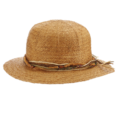 Ladies Natural Raffia Safari Pith Helmet - Cappelli Straworld Safari Hat Cappelli Straworld CSW330 Natural Medium (57 cm) 