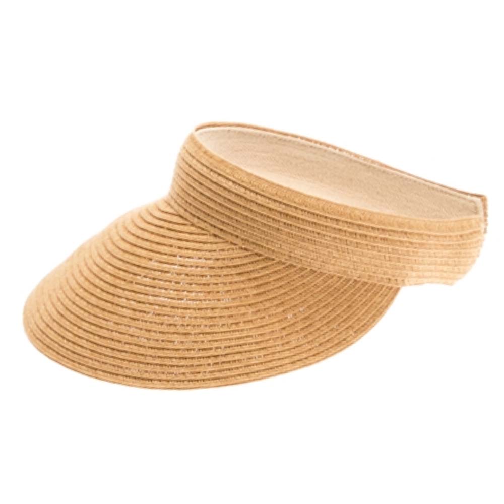 Comfort Band Pastel Colors Clip On Straw Sun Visor - Boardwalk Style Visor Cap Boardwalk Style Hats DA486S-NT Natural Medium (57 cm) 