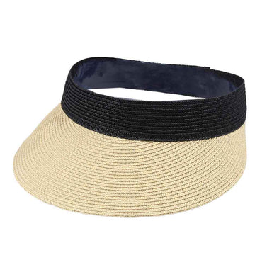 Cotton Blend Paperbraid Sun Visor - JSA Hats Visor Cap Jeanne Simmons js6100 Tan / Black  