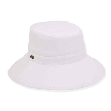 Cotton Poplin Wide Brim Bucket Hat for Women - Sun 'N' Sand Hats Bucket Hat Sun N Sand Hats HH2785A White OS (57 cm) 